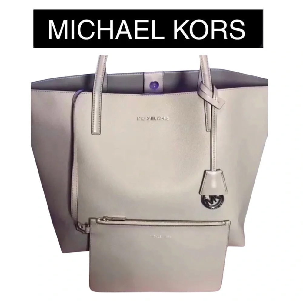 MICHAEL KORS Tote Bag w/Matching Clutch & MK Bag Charm, NWOT